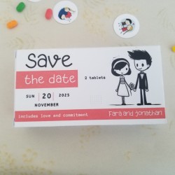 save the date ilaç kutusu davetiye, sevgiliye hediye , evlilik / çıkma teklifi (Türkçeleştirilebilir / Özelleştirilebilir)